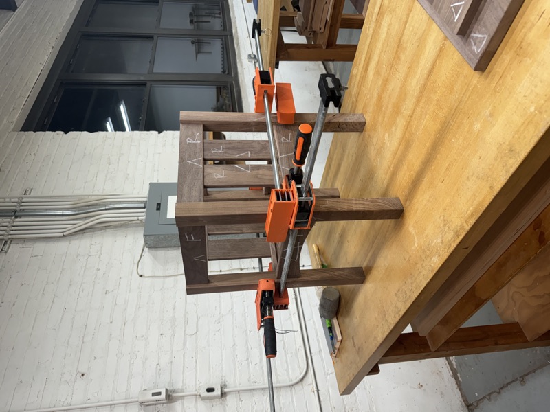 Mission Side Table in progress: Glue-up in clamps